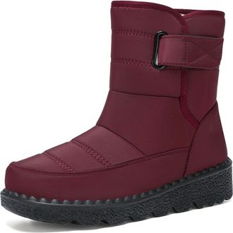 Generic Womens Winter Snow Boots Short Mid-Calf Ankle Booties Waterproof Non-Slip Fleece Lined Slip-On Fashionable Gift For Mom(Rosso,6.5 UK)