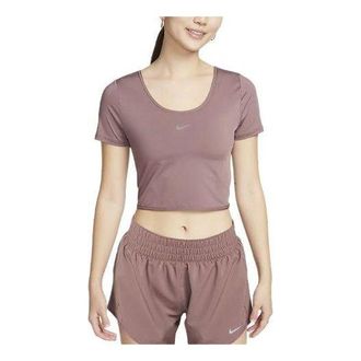 Nike (WMNS) Nike One Classic Dri-FIT Short Sleeve Cropped Twist T-shirt Asia Sizing Smokey Mauve FN2852-208