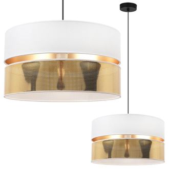 OEM L&aacute;mpara Colgante Asti Duo Negra 1 Pantalla Plana Blanca Oro Ts 40cm