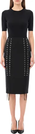 Pinko Black Embellished Midi Skirt