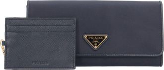 Prada Navy Nylon Leather Long Wallet (Bi-Fold) (Pre-Owned)