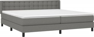 vidaXL Vidaxl - Cama Box Spring Con Colch&oacute;n Tela Gris Oscuro 200x200 Cm