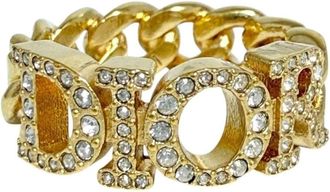 Dior Metal Rhinestone Band Ring (Pre-Owned)