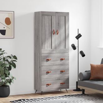 Berkfield Home Highboard Grey Sonoma 69.5x34x180 cm Engineered Wood
