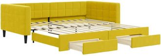 vidaXL Sof&aacute; Cama Nido Con Cajones Terciopelo Amarillo 100x200 Cm Vidaxl
