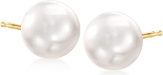 Ross-Simons 8-9mm Cultured Pearl Stud Earrings in 14kt Yellow Gold