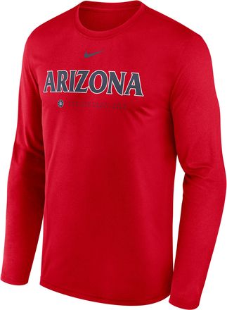 Nike Arizona Courtside Basketball Shootaround Legend Nike Mens Dri-FIT College Long-Sleeve T-Shirt in Red | 02TJ65NUAN-NK9