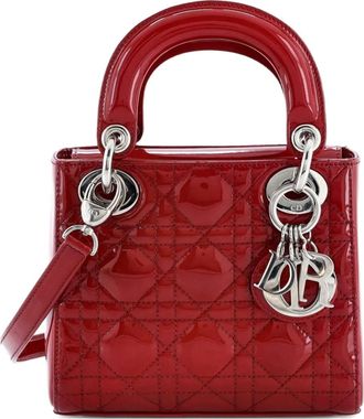 Dior Lady Dior Bag Cannage Quilt Patent Mini satchel - Rood