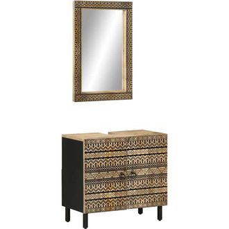 vidaXL Conjunto De Muebles De Ba&ntilde;o 2 Piezas Madera Maciza De Mango Vidaxl