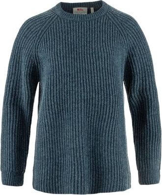 Fj&auml;llr&auml;ven &Ouml;vik Rib Sweater Wollpullover f&uuml;r Damen | blau