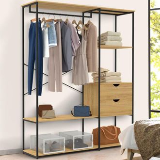 IDMarket Armario Con Estantes Y 2 Cajones L. 130 Cm Detroit Dise&ntilde;o Industrial