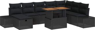 vidaXL Garden Sofa Set with Storage 9 pcs Black Poly rattan vidaXL