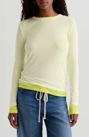 AG - Adriano Goldschmied Eleni Crewneck Knit Top in Powder/Chartreuse at Nordstrom, Size Medium