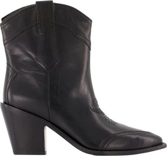 Zadig&Voltaire Cara Spazzo Enkellaarzen - Dames - Cowboylaarzen - Zwart - 36 EU - Leer - Schoenen