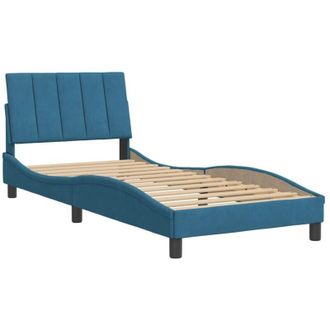 vidaXL Estructura Cama Con Cabecero Terciopelo Azul 90x190 Cm Vidaxl