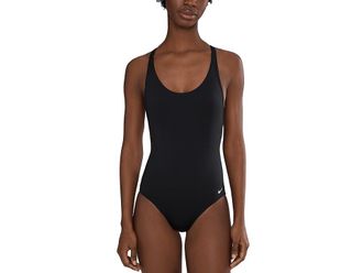 Nike Effortless Essential Scoop Neck One Piece Womens Swimsuits One Piece Black : SM, Polyester/Spandex