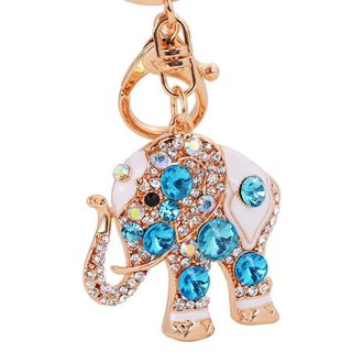 Generic Alloy Rhinestone Elephant Keyring Car Key Ring Bag Pendant Keychain Multicoloured