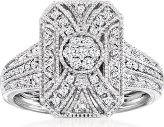 Ross-Simons Diamond Scrollwork Ring in Sterling Silver