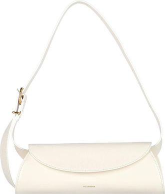 Jil Sander White Cannolo Adjustable Strap Shoulder Bag