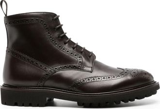 Scarosso Thomas perforated-detailing leather boots - men - Rubber/Calf Leather/Calf Leather - 41 1/2 - Black