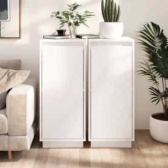 Berkfield Home Sideboards 2 pcs White 31.5x34x75 cm Solid Wood Pine