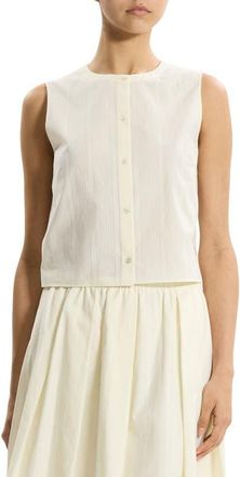 Theory Button-Up Organic Cotton Top in Ivory at Nordstrom, Size X-Large