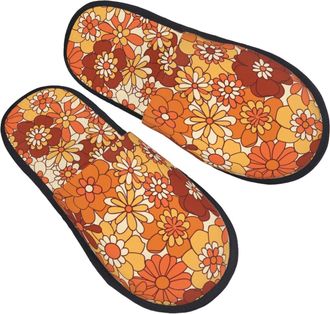 Generic House Slippers Hippie Flower Warm Camping Slippers Lightweight House Shoes For Ladies Spa Home L