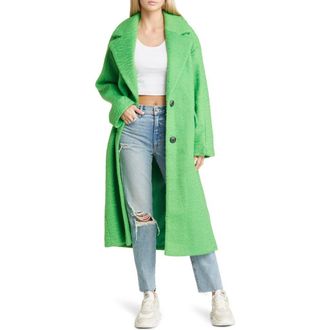 Topshop Long Brushed Coat in Mid Green at Nordstrom Rack, Size 8 Us (Fits Like 6-8) Uk