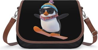 Generic Penguin Ski Skiing Small Womens Crossbody Bags Shoulder Handbag with Adjustable Strap for Travel