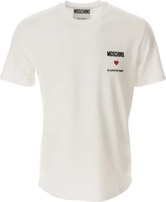 Moschino Liefde Vertrouwen Jersey T-shirt - Heren - T-shirts - Wit - S - Katoen - Tops