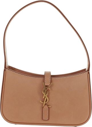 Saint Laurent Le 5 A 7 Hobo Leather Beige Leather Handbag (Pre-Owned)