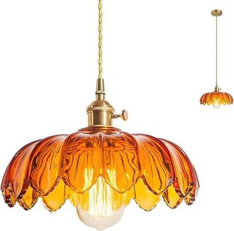 OEM L&aacute;mpara Colgante De Cristal, Ara&ntilde;a Vintage Con Flores Para Dormitorio, Sala De Estar Y Comedor, Color &Aacute;mbar