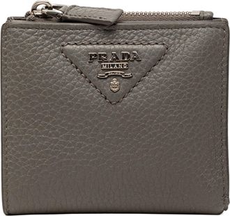 Prada Gray Leather Wallet (Bi-Fold) (Pre-Owned)