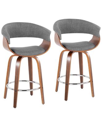 LumiSource Set Of 2 Vintage Mod 26In Fixed-Height Counter Stools