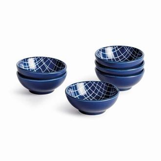 Napa Home & Garden Stria Weaves Dip Bowls, Set of 6 - Dark Blue/White, Ceramic at Nordstrom