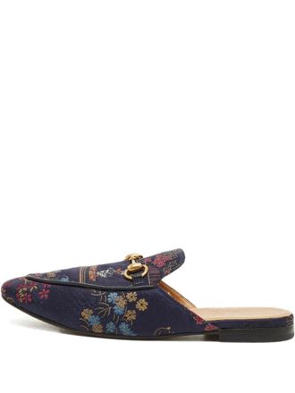 Gucci brocade horsebit mules - men - Calf Leather/Calf Leather/Calf Leather/Rubber - 40 - Blue
