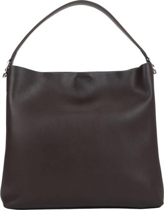 Estro & Luminara Shopper Tote Bag met kort handvat - Dames - Tassen - Bruin - Maat: ONE Size Zijde