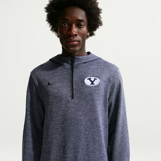 Nike BYU Cougars Nike Mens NCAA Basketball Coaches Pullover Hoodie in Blue | IM2570-419