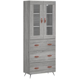vidaXL Vidaxl - Aparador Alto Madera Contrachapada Gris Sonoma 69,5x34x180 Cm