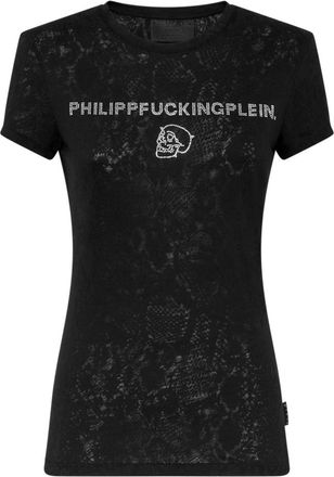 Philipp Plein T-shirt Pure met Kristallen - Dames - T-shirts - Zwart - XL - Katoen - Tops
