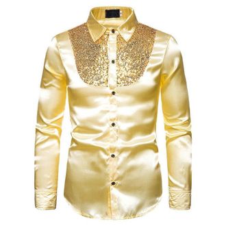 Generic WAZHAKU Glitter Suit Mens Glitter Jacket Fancy Dress Sequins Blazer Slim Fit Carnival Costume Long Sleeve Glitter One Button Suit Jacket Tuxedo Jacket