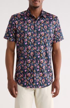Robert Graham Apsley Short Sleeve Button-Up Shirt in Blue Multi at Nordstrom Rack, Size Xx-Large