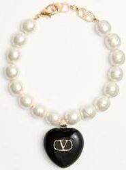 Valentino Garavani Coeur Royal Bracelet In Metal, Enamel And Beads Woman GOLD/BLACK/CREAM M