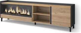 Skraut Home Skraut Home - Mueble Tv, Televisi&oacute;n, Muebles De Sal&oacute;n, Almacenaje, 212x35x61cm, Para Tv Hasta 80, Chimenea El&eacute;ctrica Xxl, Dise&ntilde;o Industrial, Estilo Mo
