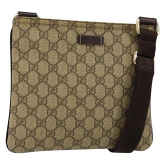 Gucci Vintage, unisex, Beige, ONE Size, Pre-owned Canvas Cross Body Tas