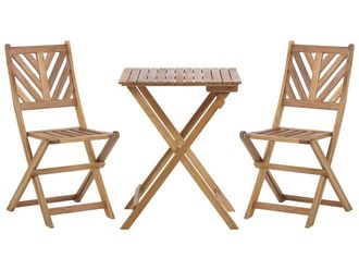 Beliani Beliani - Set Legno Massiccio Di Acacia Chiaro Con 2 Sedie E Tavolino Pieghevoli Terni