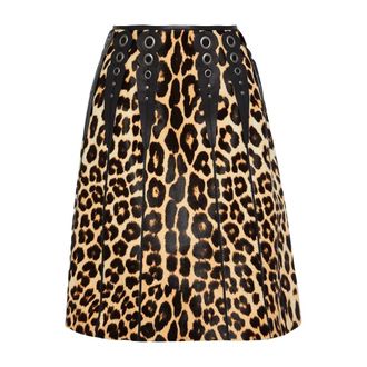 Bottega Veneta Midi Skirts, female, Brown, Size: S Leopard Print Skirt