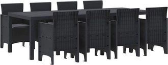 vidaXL Conjunto De Comedor De Jard&iacute;n 9 Pcs Antracita Ratan Polt Vidaxl