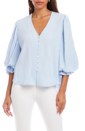 Karen Kane Linen Blend Top in Blue at Nordstrom, Size X-Small