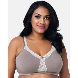 Curvy Couture Cotton Luxe Bra In Mauve Grey